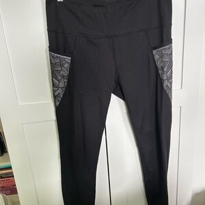 Athleta Black Leggings with Geometric Pattern
